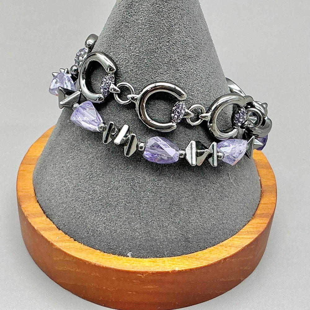 Bomb Party Bracelet Set Women Purple Hematite Plated A Little Spooky Never Hurt